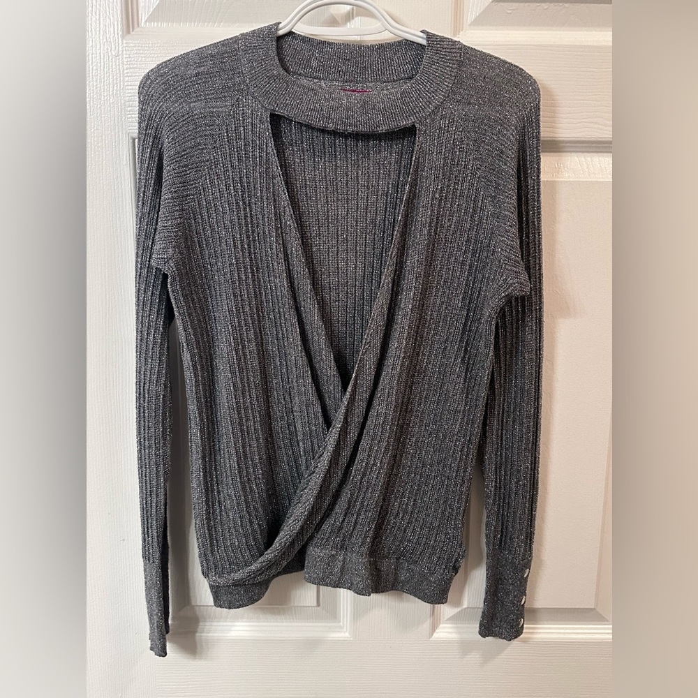 Jennifer Lopez Grey/Black/y Open Front Sweater - NEW, NEVER WORN, NO TAGS